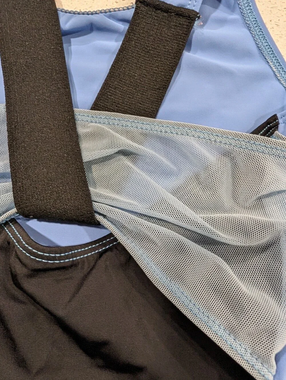 CUTE GK ELITE Gymnastics Dance Leotard CL Large Powder Blue MESH STRAPPY Back